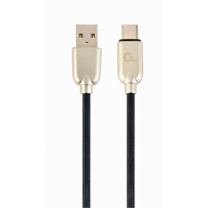 Kabel CABLEXPERT USB 2.0 AM na Type-C kabel (AM/CM), 1m, pogumovaný, černý, blister, PREMIUM QUALITY; CC-USB2R-AMCM-1M