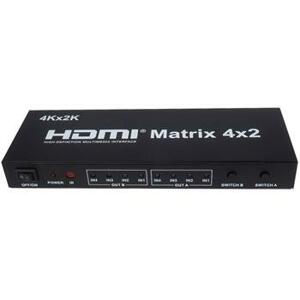 PremiumCord HDMI matrix switch 4:2,s audiem, rozlišení 4Kx2K; khswit42b