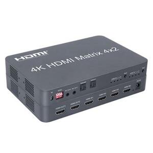 PremiumCord HDMI matrix switch 4:2 s audiem, rozlišení 4Kx2K; khswit42e