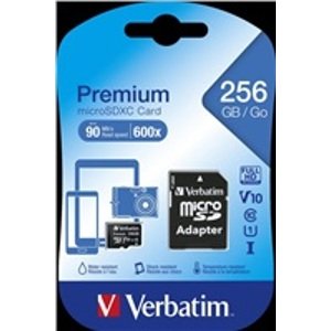 Verbatim MicroSDXC karta 256GB Premium, U1 + adaptér 44087; 44087