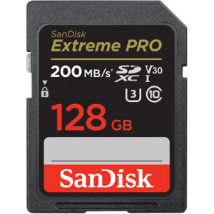 SanDisk Extreme PRO 128 GB SDXC Memory Card 200 MB/s and 90 MB/s, UHS-I, Class 10, U3, V30; SDSDXXD-128G-GN4IN
