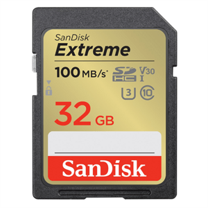 SanDisk Extreme 32 GB Memory Card up to 100 MB/s, UHS-I, Class 10, U3, V30; SDSDXVT-032G-GNCIN