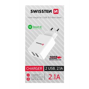 Swissten síťový adaptér Smart IC 2x USB 2,1A power bílý ; 22034000BOX