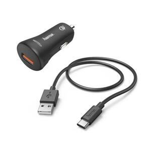 Hama set: rychlá USB nabíječka do vozidla QC 3.0 19,5 W + kabel USB A-C 1,5 m; 201615