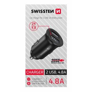 Swissten cl adaptér 2x USB 4,8A metal černý (samoprodavač); 20115000BOX