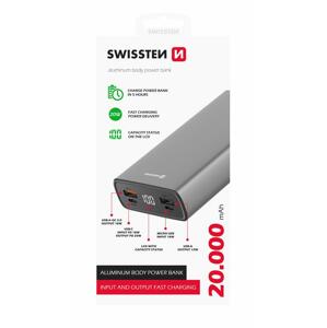 Swissten aluminum power bank 20000 mAh 20W power delivery grey; 22013916
