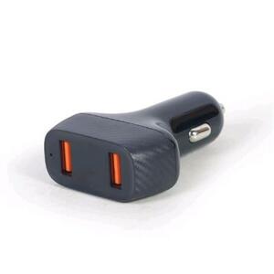 Nabíječka do auta, 2x USB, fast charger, QC3.0, 36 W, černá; TA-U2QC3-CAR-01