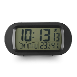 Hama Everyday, digitální budík, s datumem, teplotou a vlhkostí, vč. baterií, černý; 185860