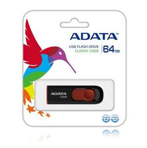 ADATA F C008 64GB - USB Flash Disk, černo červená; AC008-64G-RKD