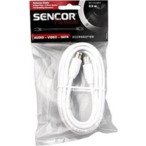 SENCOR Anténní koaxiální kabel, plně stíněný, konektory IEC vidlice - zásuvka, délka 10m, barva bílá; SAV 109-100W
